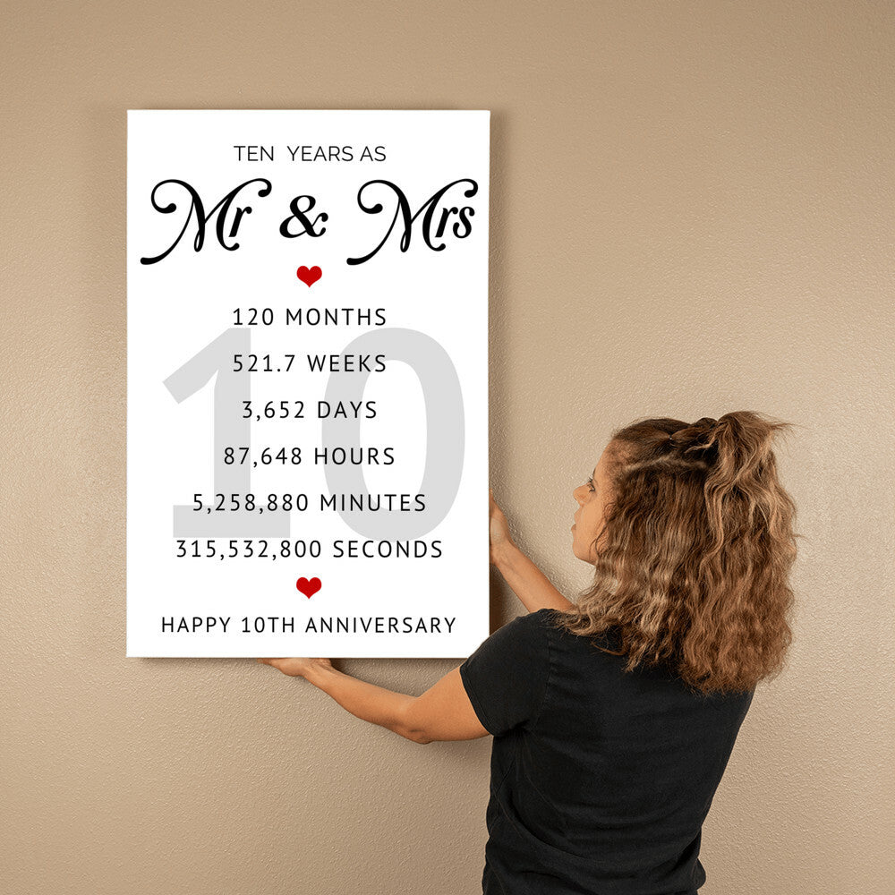 Mr & Mrs - Best Anniversary Gift - Gallery Wrapped Canvas