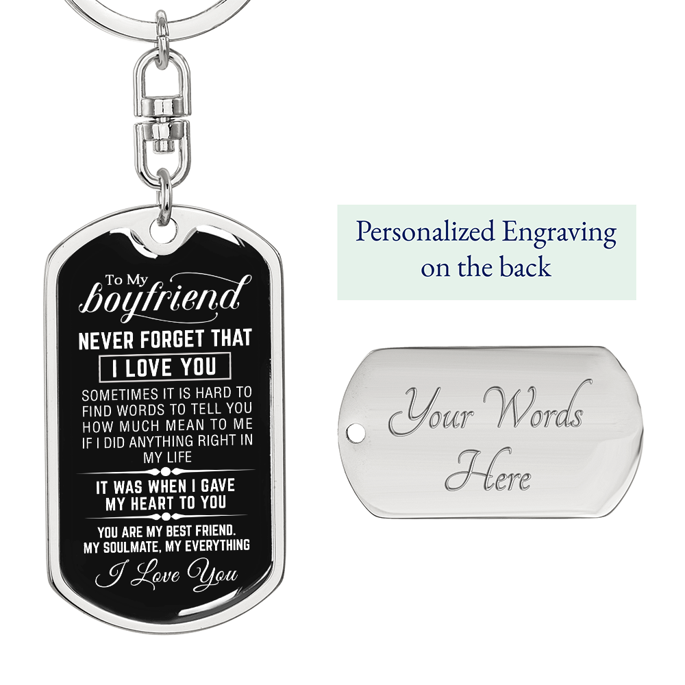 To My Boyfriend -  Dog Tag Keychain