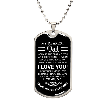 My Dearest Dad - Dog Tag Necklace