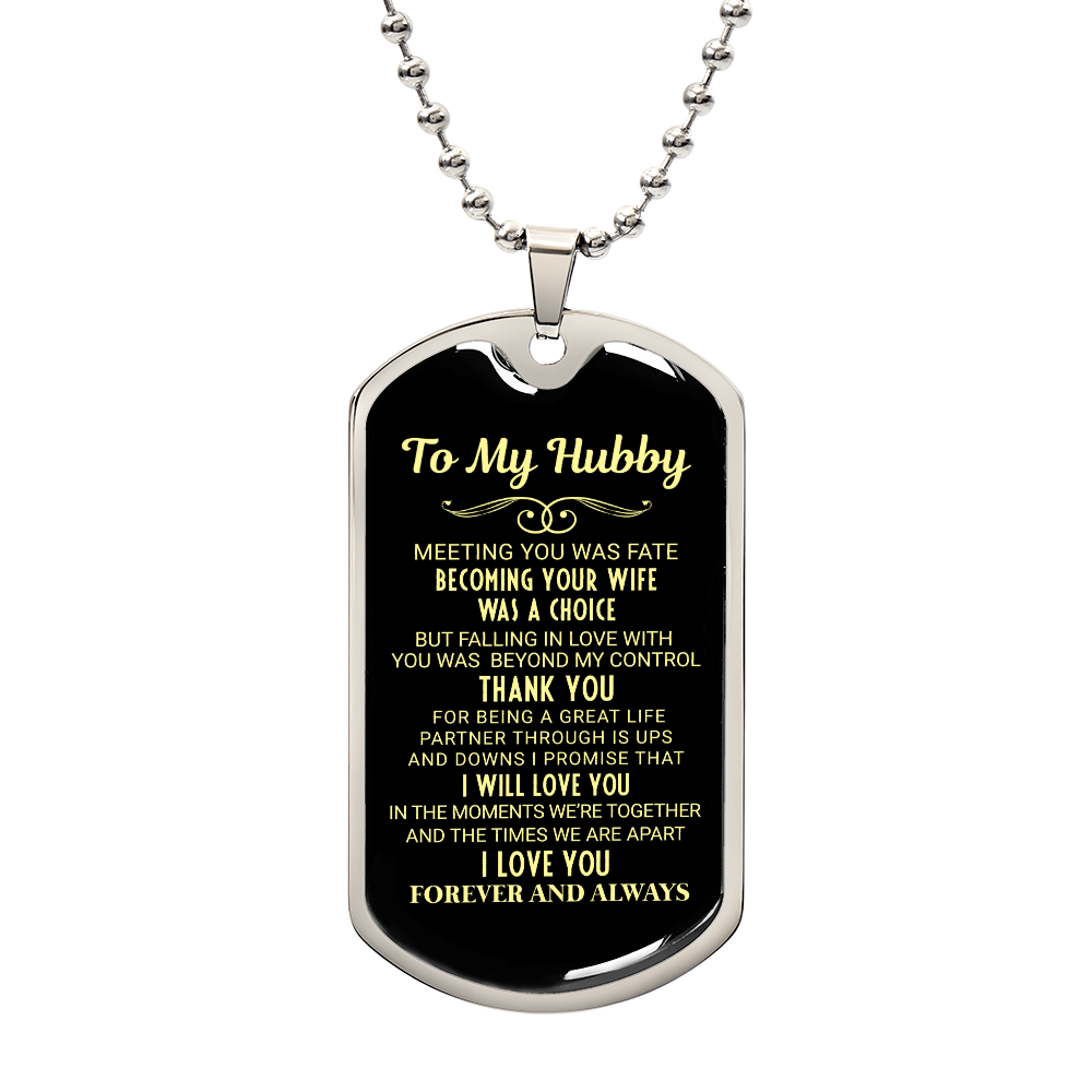 To My Hubby - Gift for Husband - Dog Tag Necklace