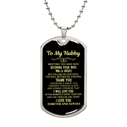 To My Hubby - Gift for Husband - Dog Tag Necklace