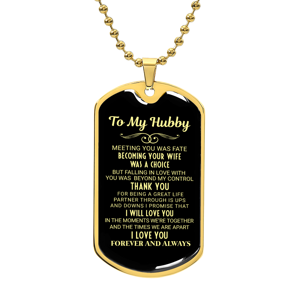 To My Hubby - Gift for Husband - Dog Tag Necklace