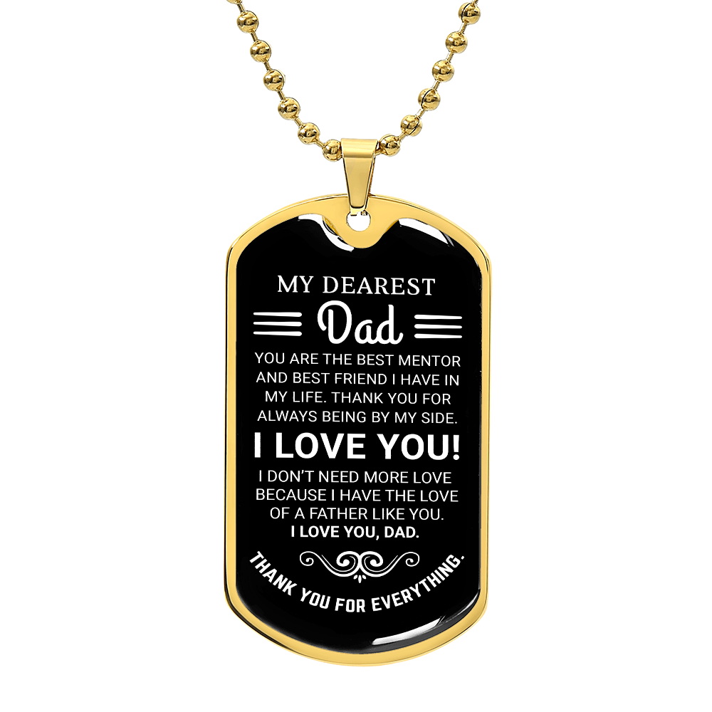My Dearest Dad - Dog Tag Necklace