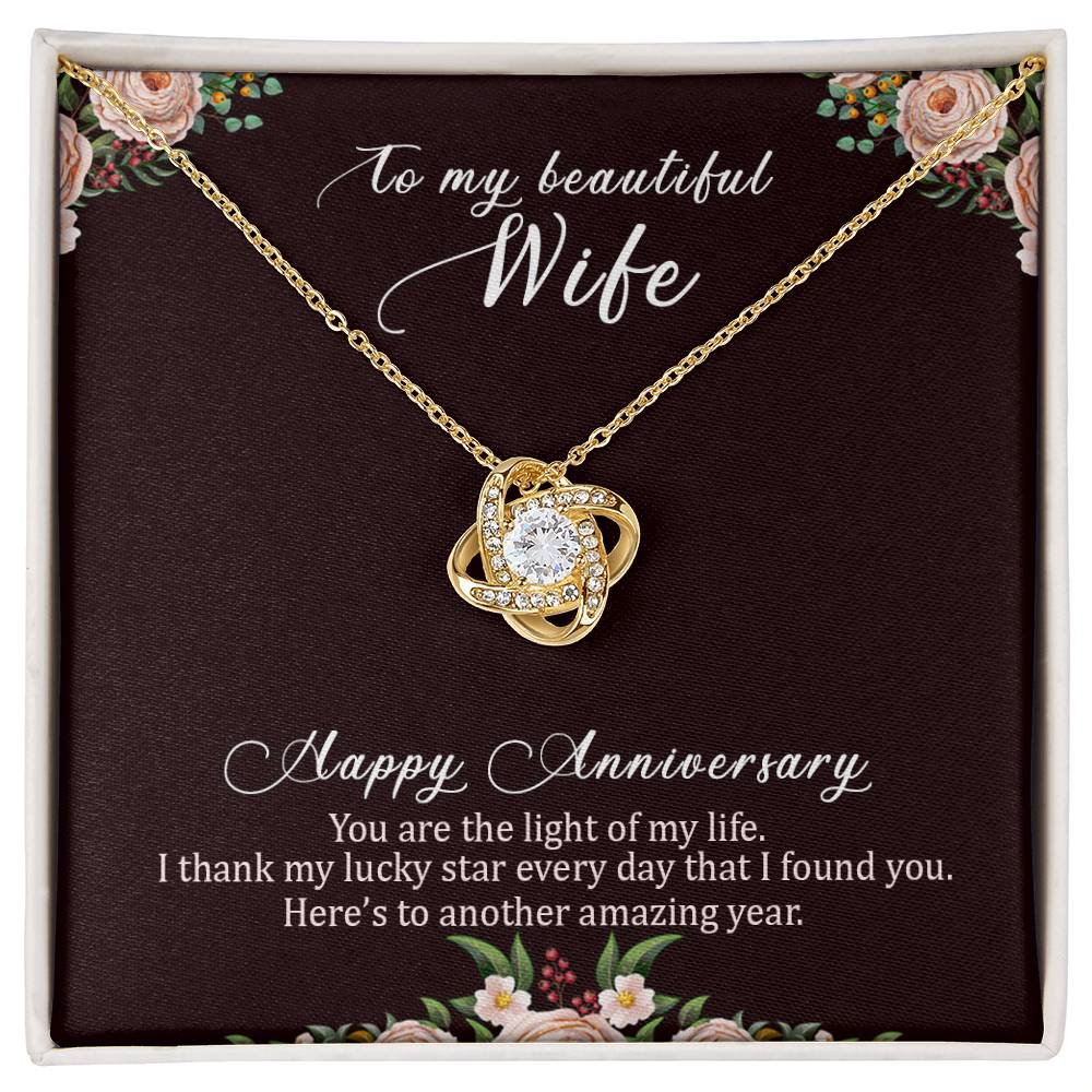 To My Beautiful Wife - Happy Anniversary Gift - Love Knot Necklace