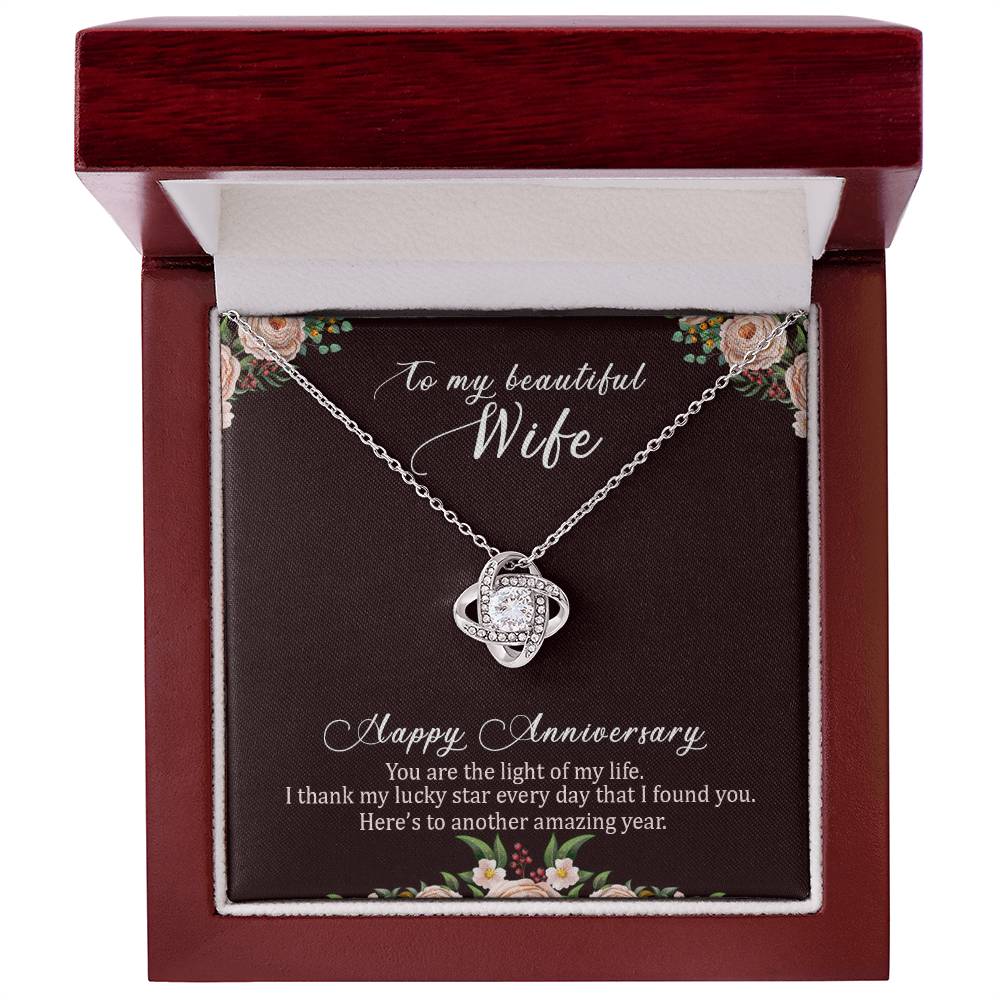 To My Beautiful Wife - Happy Anniversary Gift - Love Knot Necklace