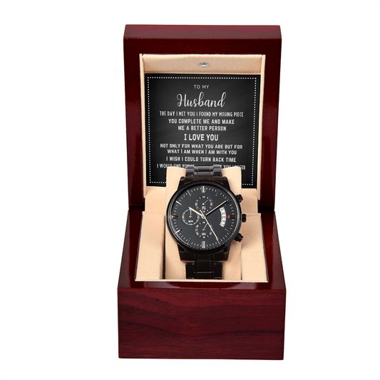 To My Husband - Black Chronograph Watch