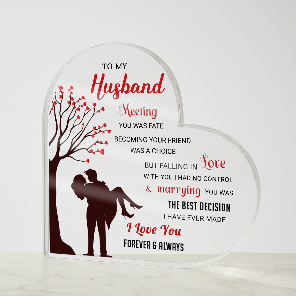 To My Husband - Acrylic Heart Plaque