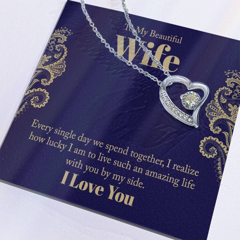 To My Beautiful Wife - Wedding Day Best Gift - Forever Love Necklace