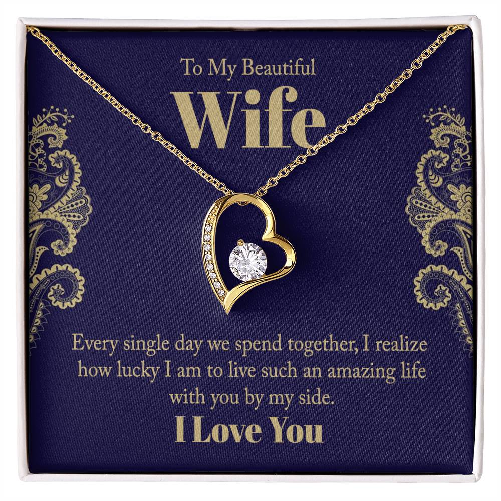 To My Beautiful Wife - Wedding Day Best Gift - Forever Love Necklace