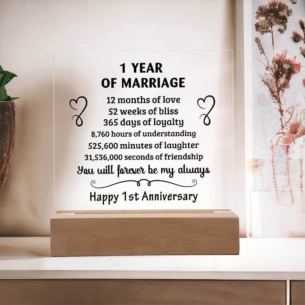 Best Anniversary Gift - Acrylic Square Plaque