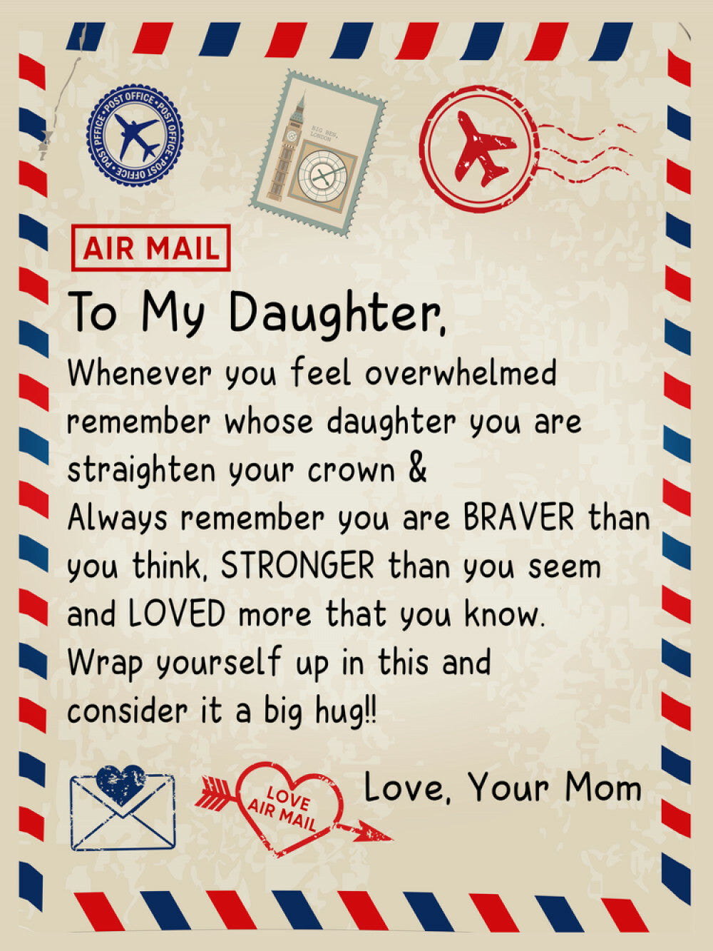 To My Daughter - Artwork Heirloom Woven Blanket (Portrait)