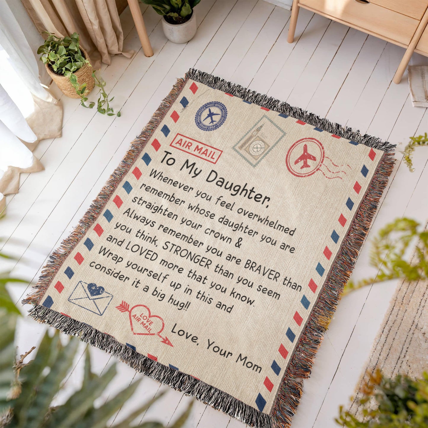 To My Daughter - Artwork Heirloom Woven Blanket (Portrait)