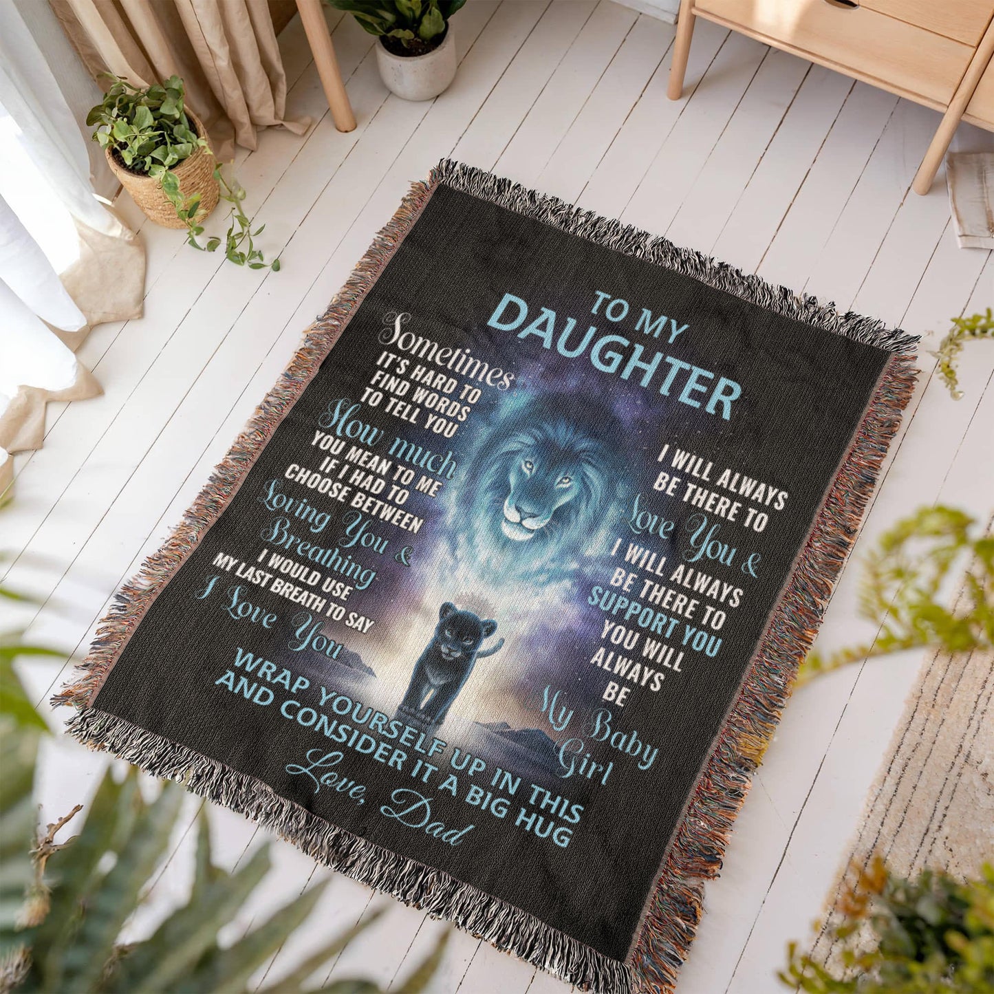 To My Daughter - Artwork Heirloom Woven Blanket (Portrait)