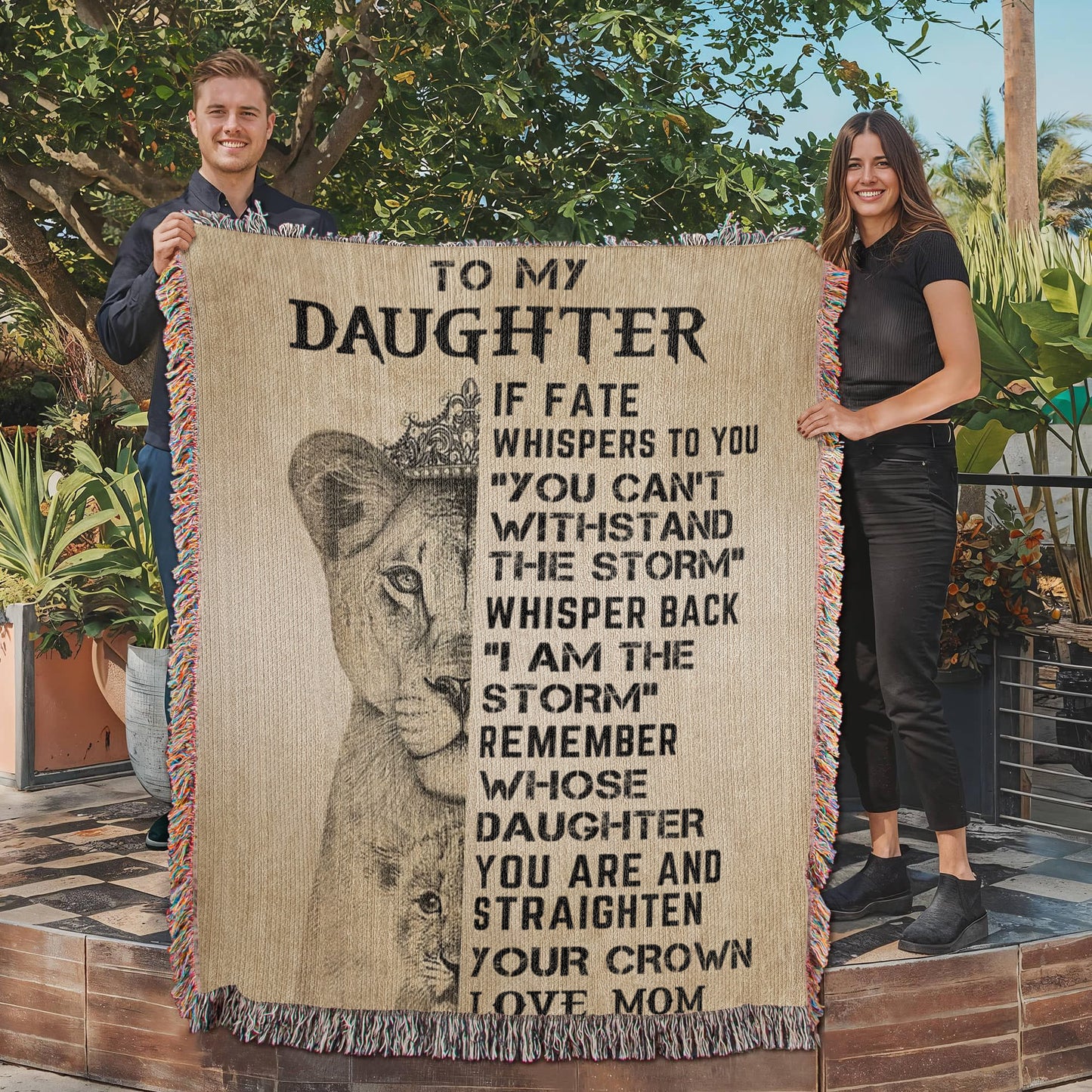 To My Daughter - Artwork Heirloom Woven Blanket (Portrait)