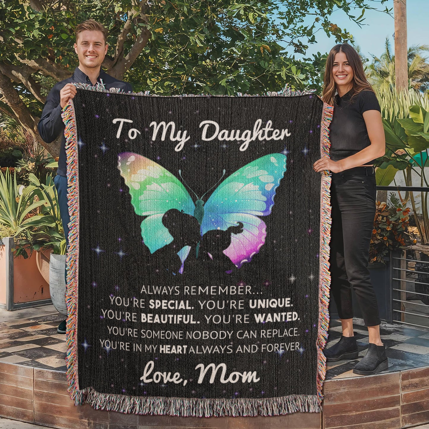 To My Daughter - Artwork Heirloom Woven Blanket (Portrait)