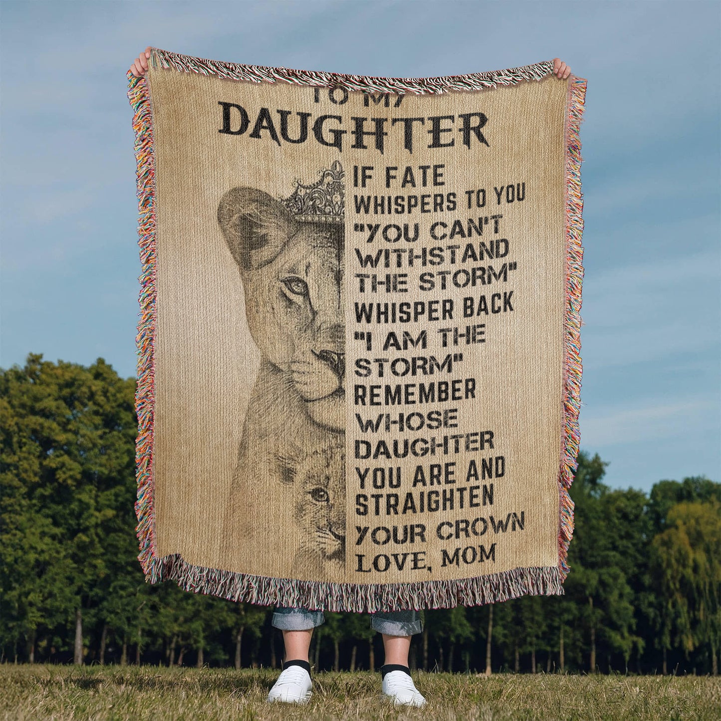 To My Daughter - Artwork Heirloom Woven Blanket (Portrait)