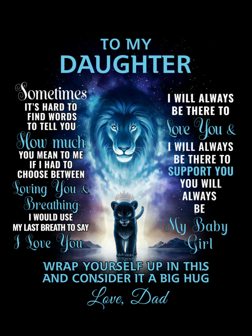 To My Daughter - Artwork Heirloom Woven Blanket (Portrait)