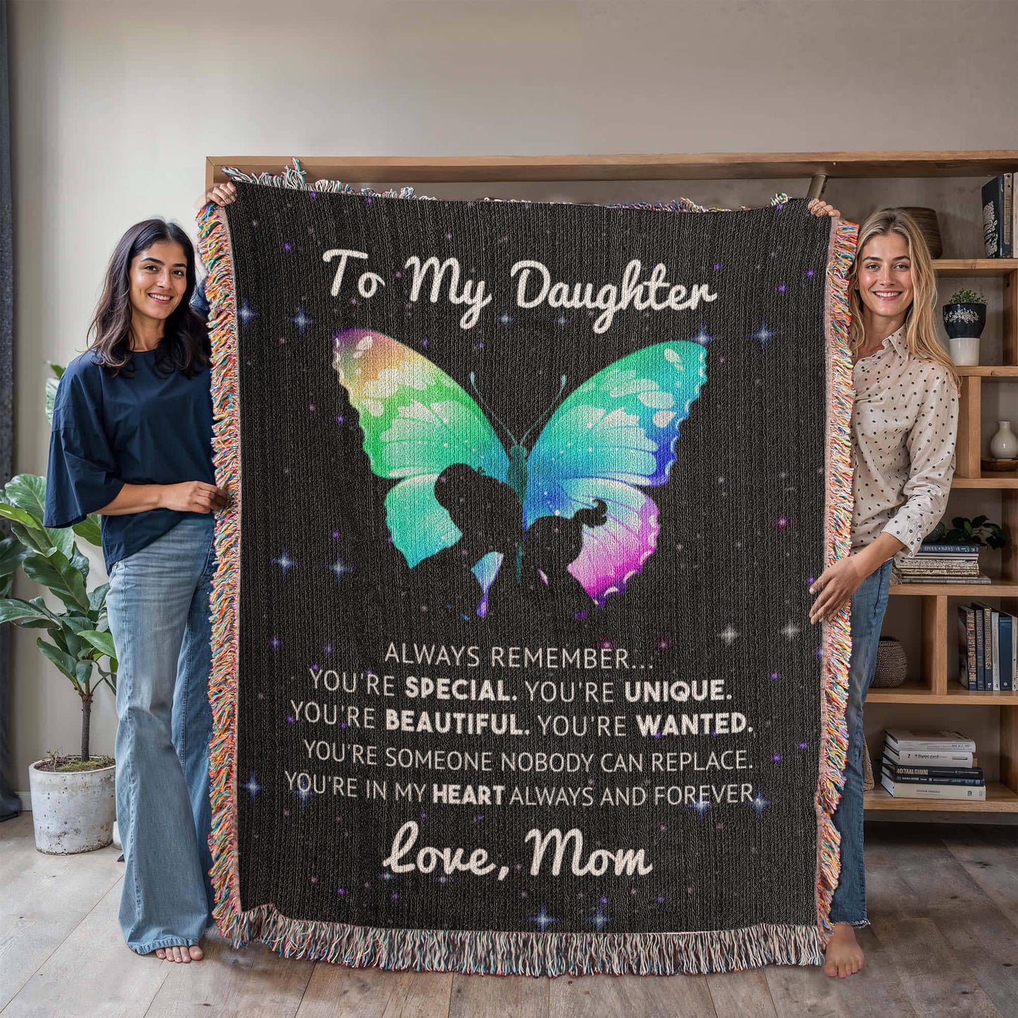 To My Daughter - Artwork Heirloom Woven Blanket (Portrait)
