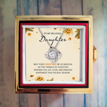 Daughter - Endless Happiness - Love Knot with Rotating Rose Gift Box