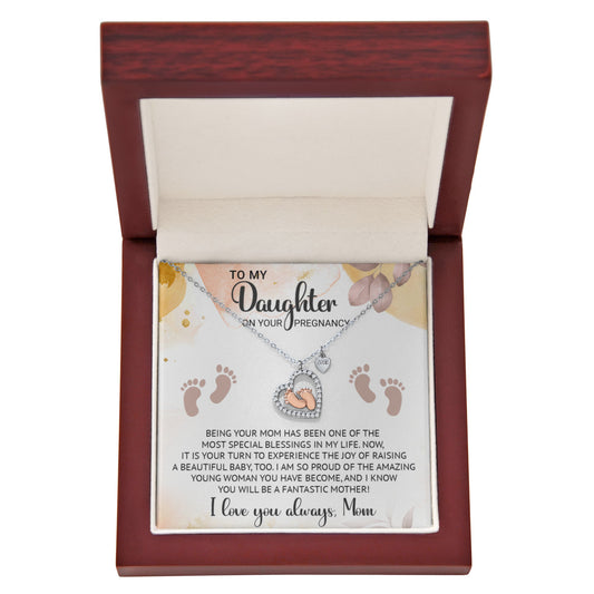 To My Daugher on your Pregnancy - Baby Feet Heart Necklace