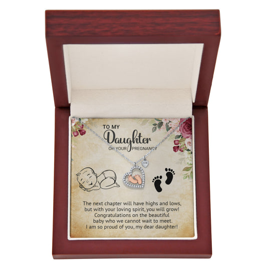 To My Daughter on your Pregnancy - Baby Feet Heart Necklace