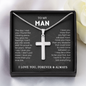 To My Man - Artisan Cross Necklace with Snake Chain